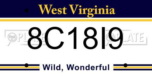 8C18I9 West Virginia License Plate