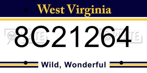 8C21264 West Virginia License Plate