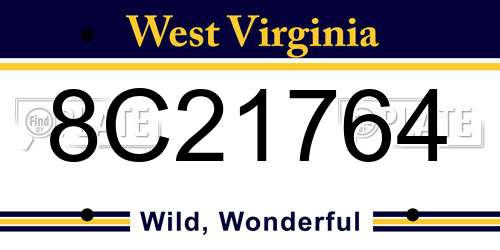 8C21764 West Virginia License Plate