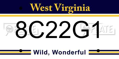8C22G1 West Virginia License Plate