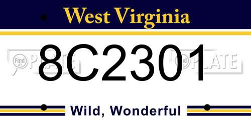 8C2301 West Virginia License Plate