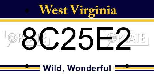 8C25E2 West Virginia License Plate