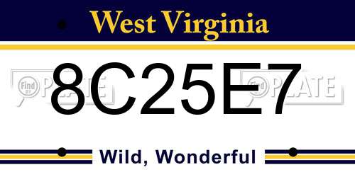 8C25E7 West Virginia License Plate