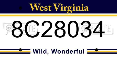 8C28034 West Virginia License Plate