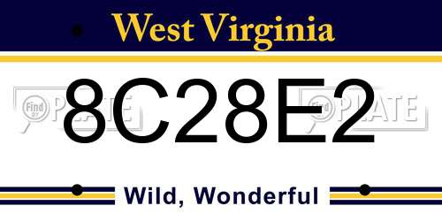 8C28E2 West Virginia License Plate
