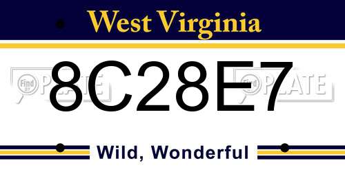 8C28E7 West Virginia License Plate