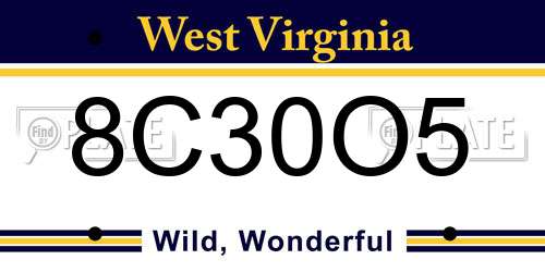 8C30O5 West Virginia License Plate