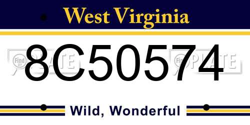 8C50574 West Virginia License Plate