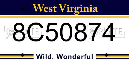 8C50874 West Virginia License Plate