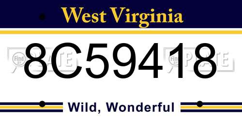 8C59418 West Virginia License Plate