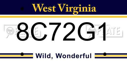 8C72G1 West Virginia License Plate