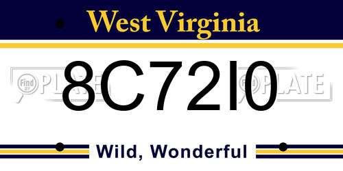 8C72I0 West Virginia License Plate