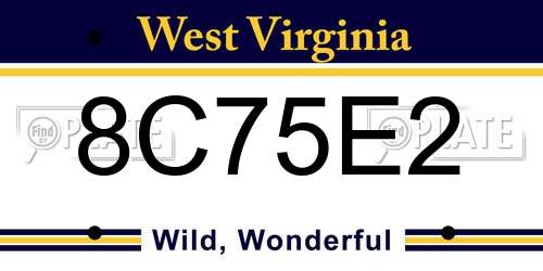 8C75E2 West Virginia License Plate