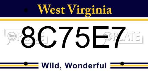 8C75E7 West Virginia License Plate