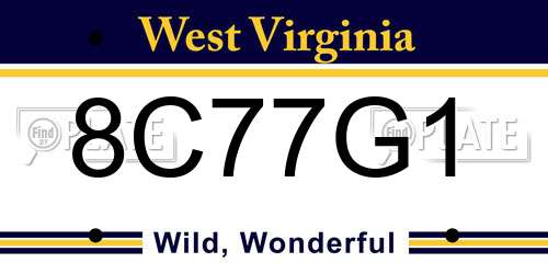 8C77G1 West Virginia License Plate