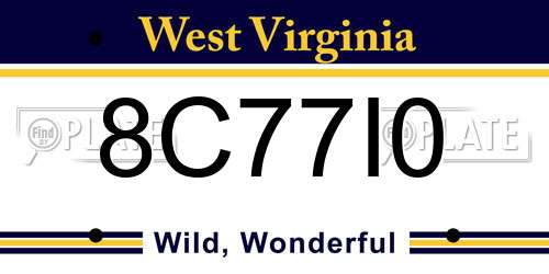 8C77I0 West Virginia License Plate