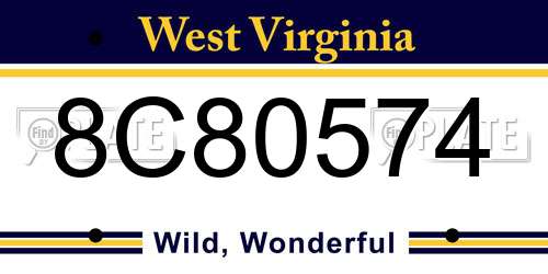 8C80574 West Virginia License Plate