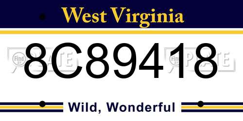 8C89418 West Virginia License Plate