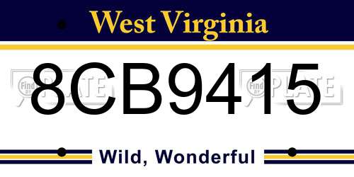 8CB9415 West Virginia License Plate
