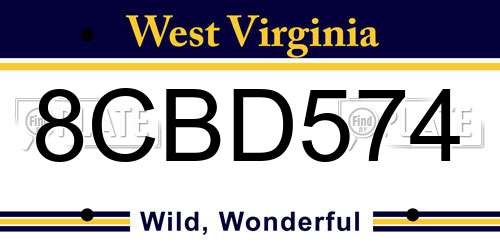 8CBD574 West Virginia License Plate