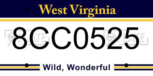 8CC0525 West Virginia License Plate