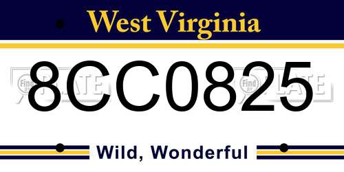 8CC0825 West Virginia License Plate