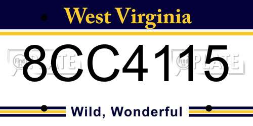 8CC4115 West Virginia License Plate