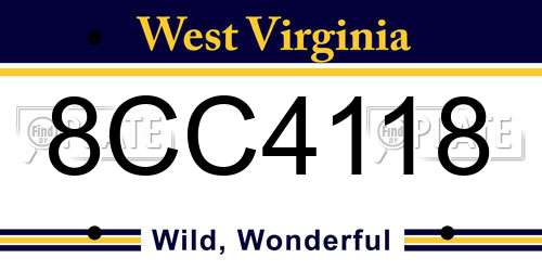 8CC4118 West Virginia License Plate