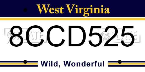 8CCD525 West Virginia License Plate