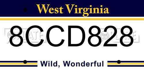 8CCD828 West Virginia License Plate