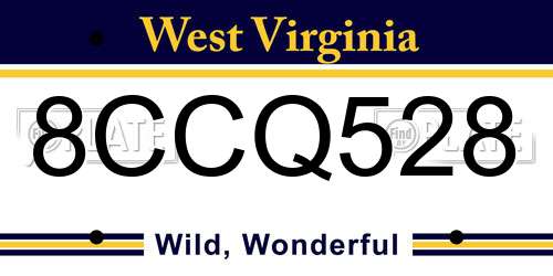8CCQ528 West Virginia License Plate