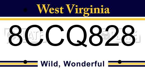 8CCQ828 West Virginia License Plate