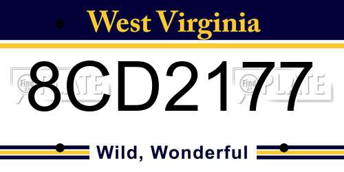8CD2177 West Virginia License Plate