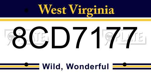 8CD7177 West Virginia License Plate