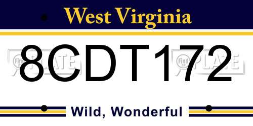 8CDT172 West Virginia License Plate