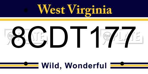 8CDT177 West Virginia License Plate