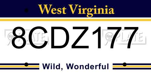 8CDZ177 West Virginia License Plate
