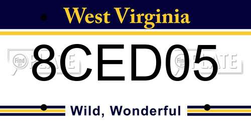8CED05 West Virginia License Plate