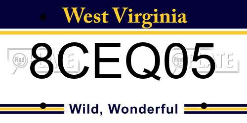 8CEQ05 West Virginia License Plate