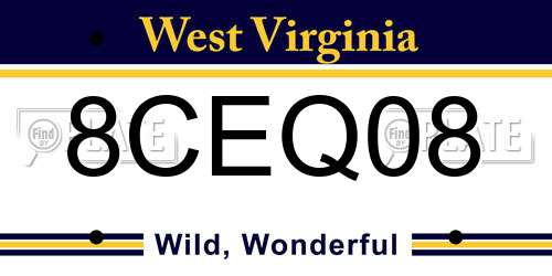 8CEQ08 West Virginia License Plate