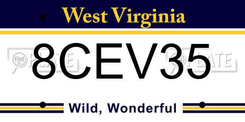 8CEV35 West Virginia License Plate