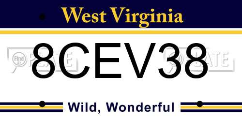 8CEV38 West Virginia License Plate