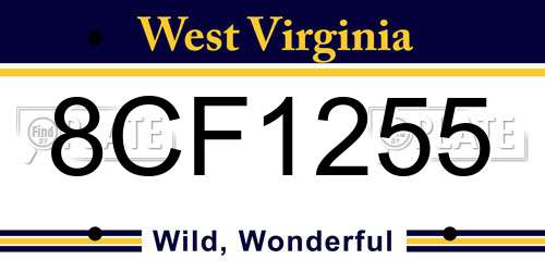 8CF1255 West Virginia License Plate