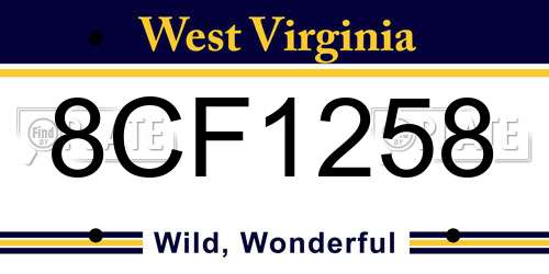 8CF1258 West Virginia License Plate