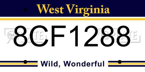 8CF1288 West Virginia License Plate