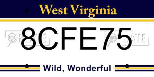8CFE75 West Virginia License Plate