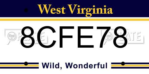 8CFE78 West Virginia License Plate
