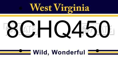 8CHQ450 West Virginia License Plate