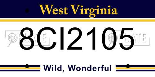 8CI2105 West Virginia License Plate