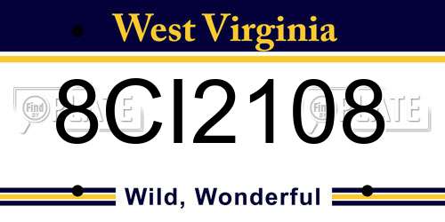 8CI2108 West Virginia License Plate
